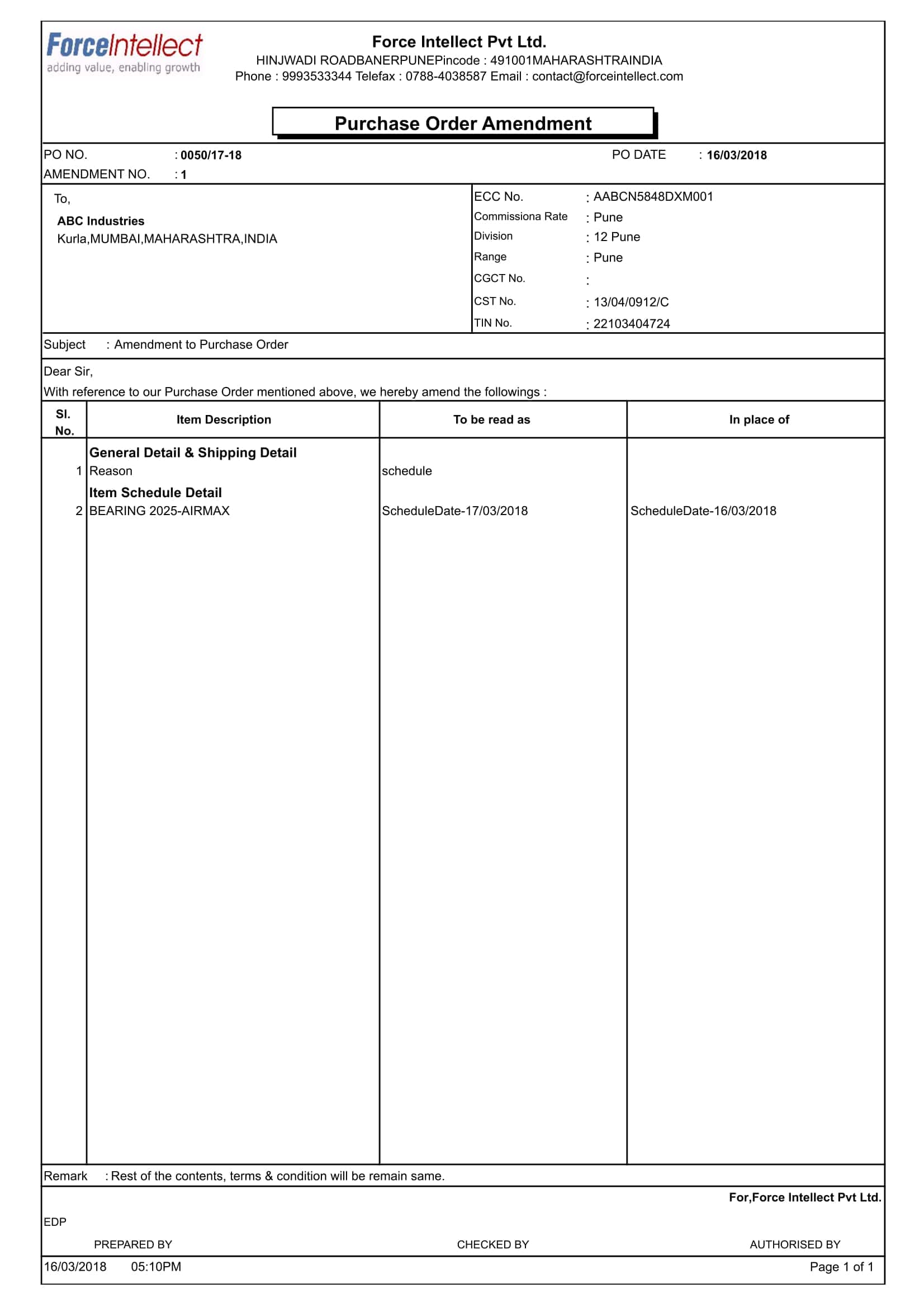 material management formats