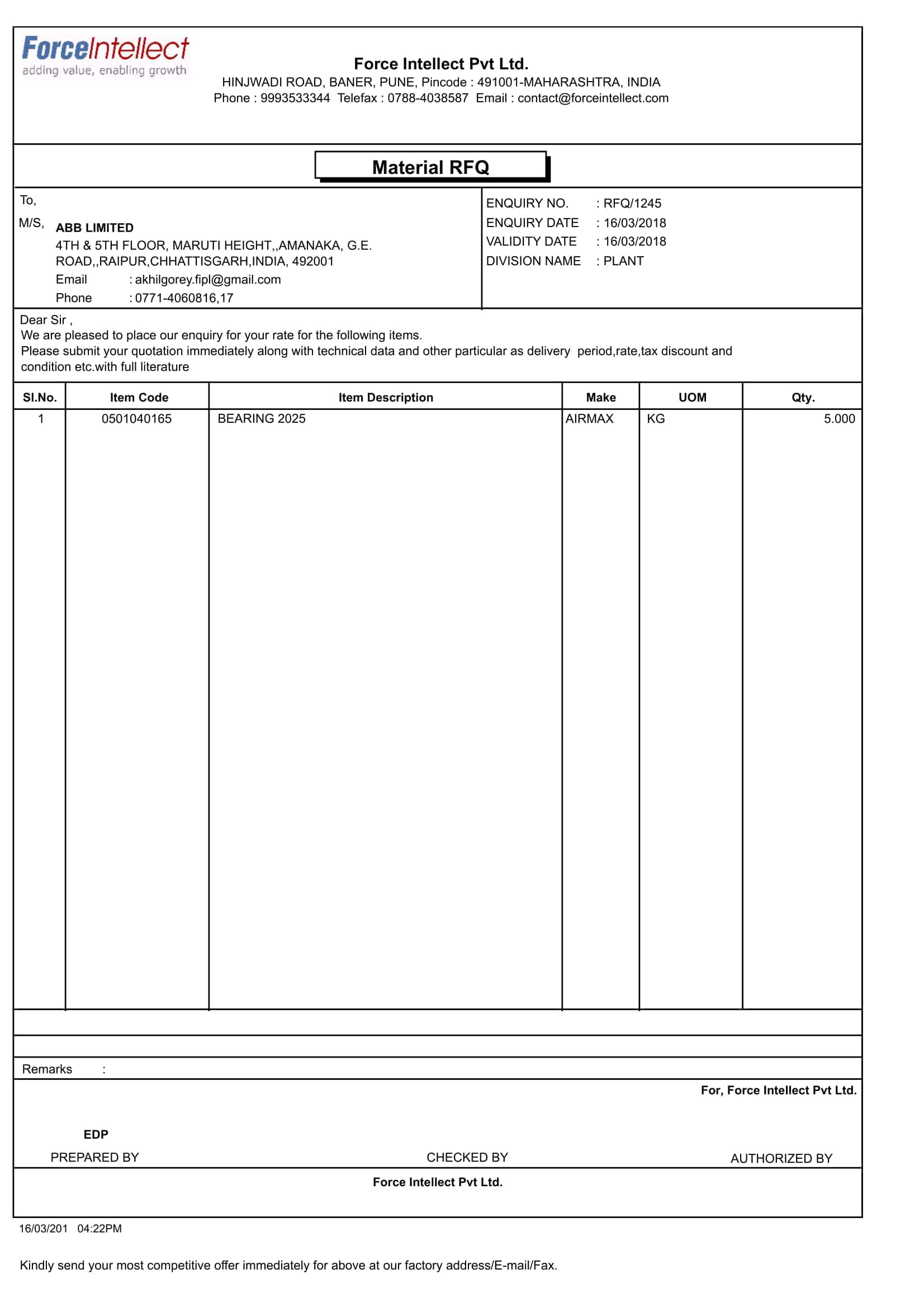 material management formats